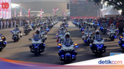 Dikendarai Wanita TNI, Puluhan Moge Kawal Kirab Bendera